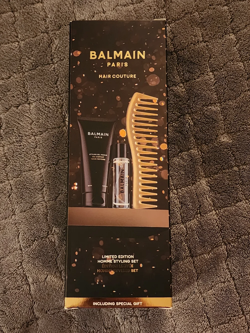 Balmain Men Grooming Kit - Black & Gold Hair Styling Set